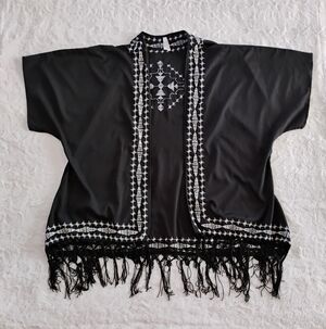 Truth NYC Embroidered Fringe Kimono